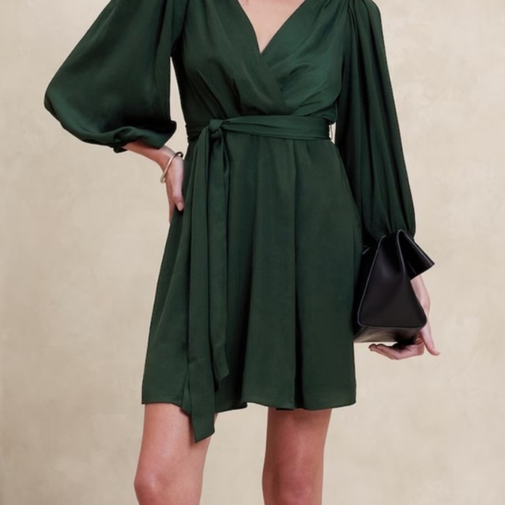 Banana Republic Dark Green Long Sleeve Dress